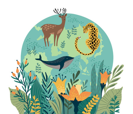 Vector illustration for Earth Day and other environmental concept. Isolated design for card, poster, banner, flyer and other use.のイラスト素材