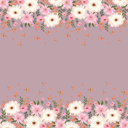 Floral seamless border. Vector design for paper, cover, fabric, interior decor and otherのイラスト素材