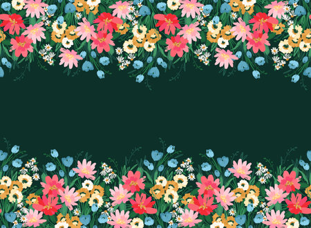 Floral seamless border. Vector design for paper, cover, fabric, interior decor and otherのイラスト素材