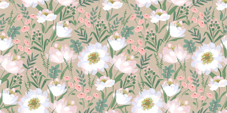 Floral seamless pattern. Vector design for paper, cover, fabric, interior decor and otherのイラスト素材