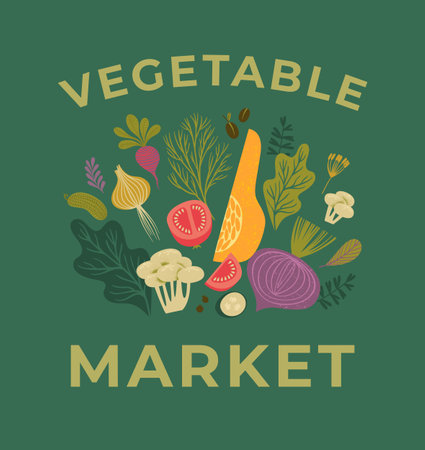 Vector illustration of fruits and vegetables. Healthy food. Design for poster, card, flyer, cover and other.のイラスト素材
