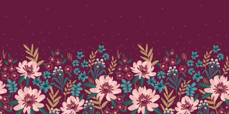 Floral seamless border. Vector design for paper, cover, fabric, interior decor and otherのイラスト素材