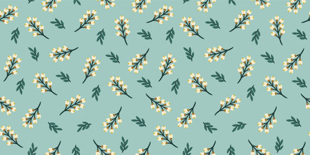 Folk floral seamless pattern. Modern abstract design for paper, cover, fabric, pacing and otherのイラスト素材