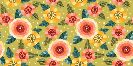 Folk floral seamless pattern. Modern abstract design for paper, cover, fabric, pacing and otherのイラスト素材