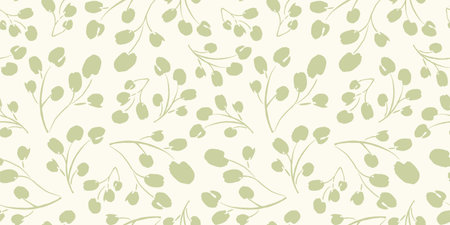 Floral seamless pattern with grass and leaves. Vector design for paper, cover, fabric, interior decor and otherのイラスト素材