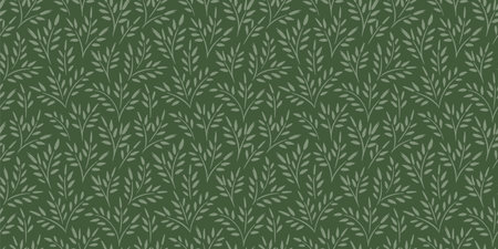 Floral seamless pattern with grass and leaves. Vector design for paper, cover, fabric, interior decor and otherのイラスト素材