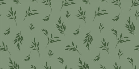 Floral seamless pattern with grass and leaves. Vector design for paper, cover, fabric, interior decor and otherのイラスト素材