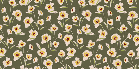 Floral abstract seamless pattern. Retro flowers. Vintage style.Vector design for paper, cover, fabric, interior decor and otherのイラスト素材