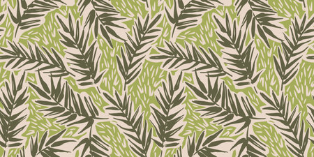 Tropical abstract seamless pattern. Retro palm leaves. Vintage style. Vector design for paper, cover, fabric, interior decor and other useのイラスト素材