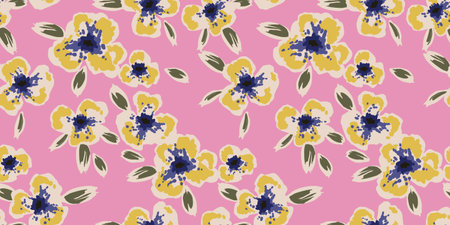 Floral abstract seamless pattern. Retro flowers. Vintage style.Vector design for paper, cover, fabric, interior decor and otherのイラスト素材