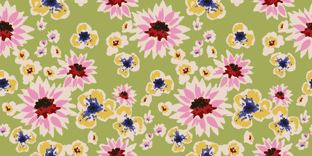 Floral abstract seamless pattern. Retro flowers. Vintage style.Vector design for paper, cover, fabric, interior decor and otherのイラスト素材