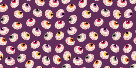 Halloween background. Seamless pattern with eye-shaped lollipops. Vectorのイラスト素材