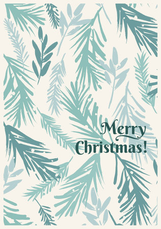 Christmas and Happy New Year illustration with with spruce branches. Trendy retro style. Vector designのイラスト素材