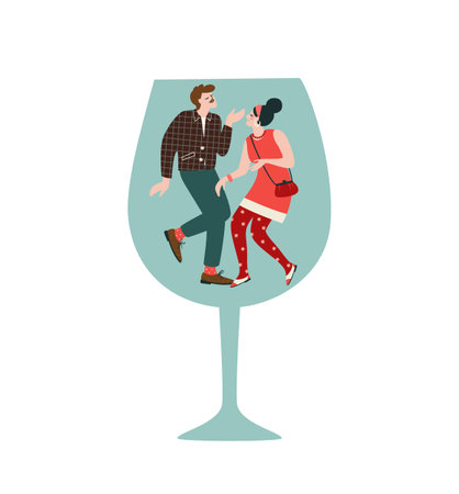Isolated illustration of dancing people. Trendy retro style. Vector designのイラスト素材