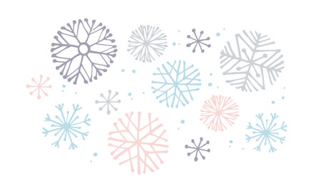 Vector snowflakes. Hand drawn illustration. Vector isolated elementsのイラスト素材