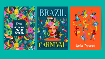 Set of bright abstract templates. Brazil carnival. Vector design for carnival concept and otherのイラスト素材