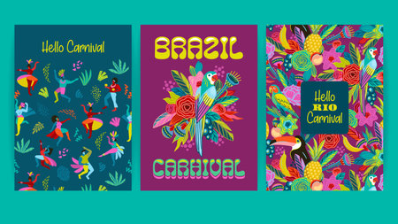 Set of bright abstract templates. Brazil carnival. Vector design for carnival concept and otherのイラスト素材