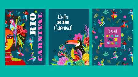 Set of bright abstract templates. Brazil carnival. Vector design for carnival concept and otherのイラスト素材