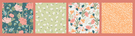 Set of lforal seamless patterns. Vector design for paper, cover, fabric, interior decor and otherのイラスト素材