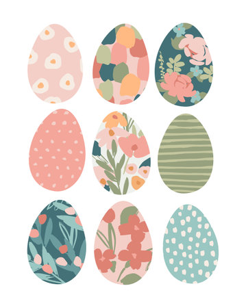 Vector set of abstract Easter eggs. Design elements for card, poster, flyer and other use.のイラスト素材