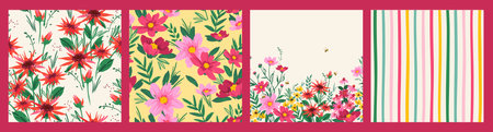 Floral seamless patterns. Vector design for paper, cover, fabric, interior decor and otherのイラスト素材
