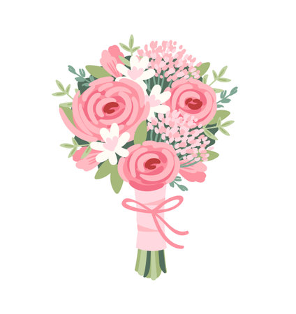 Small wedding bouquet. Vector isolated illustration. Design element for wedding concept and otherのイラスト素材