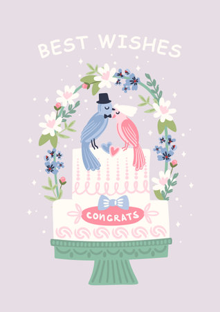 Vector illustration with wedding cake. Design element for wedding concept and otherのイラスト素材