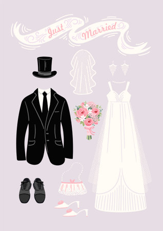 Just married. Vector illustration for wedding concept and otherのイラスト素材