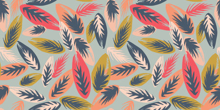 Folk floral seamless pattern. Modern abstract design for paper, cover, fabric, pacing and otherのイラスト素材