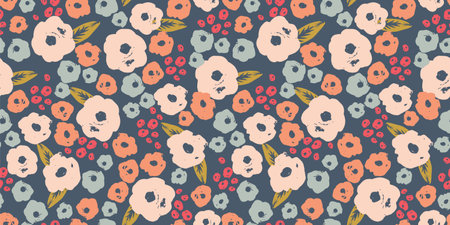 Folk floral seamless pattern. Modern abstract design for paper, cover, fabric, pacing and other usesのイラスト素材