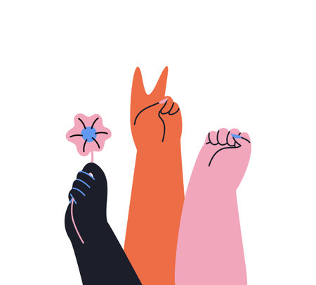 Illustration of abstract female hands. International Womens Day. Womens Equality. Isolated designのイラスト素材