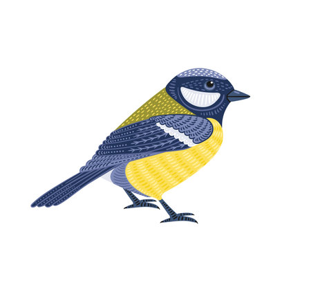 Decorative illustration of tit. Vector isolated design elementのイラスト素材
