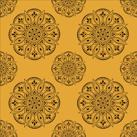 Vector seamless mandala with a pattern. Patterned background with doodles.Vintage decorative elements. A hand-drawn background.Islam,Arab, Indian.Ottoman motifs. Ideal for printing on fabric or paper.のイラスト素材