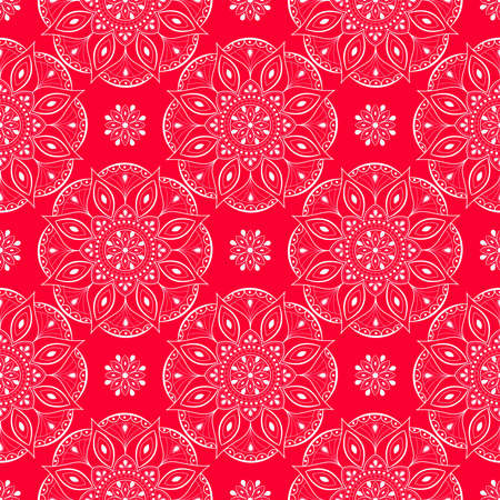 Vector seamless mandala with a pattern. Patterned background with doodles.Vintage decorative elements. A hand-drawn background.Islam,Arab, Indian.Ottoman motifs. Ideal for printing on fabric or paper.のイラスト素材