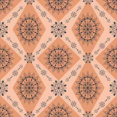 Vector seamless mandala with a pattern. Patterned background with doodles.Decorative elements on a delicate background. Islam, Arab, Indian.Ottoman motives.Suitable for printing on fabric or paper.のイラスト素材