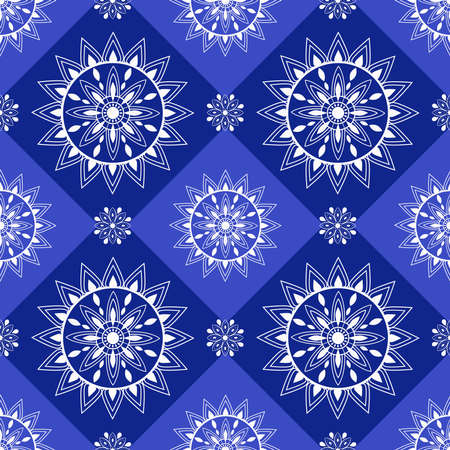 Vector seamless mandala with a pattern. Patterned background with doodles. The background of the New Year. Vintage decorative elements. A hand-drawn background.Ideal for printing on fabric or paper.のイラスト素材