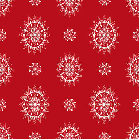 Vector seamless mandala with a pattern. Patterned background with doodles.Decorative elements on a bright background.Suitable for printing on fabric or paper, Christmas, wrapping paper. Islam, Arab, Turkey.のイラスト素材
