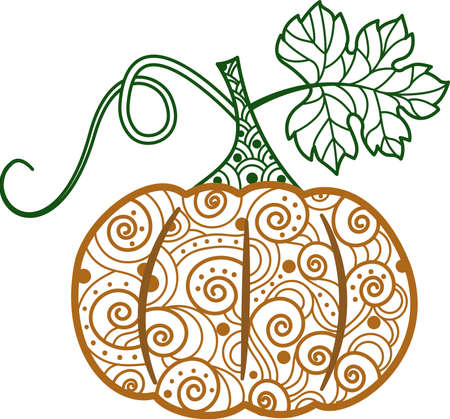 Vector illustration of a pumpkin with a beautiful ornament. Autumn illustration for Halloween.のイラスト素材