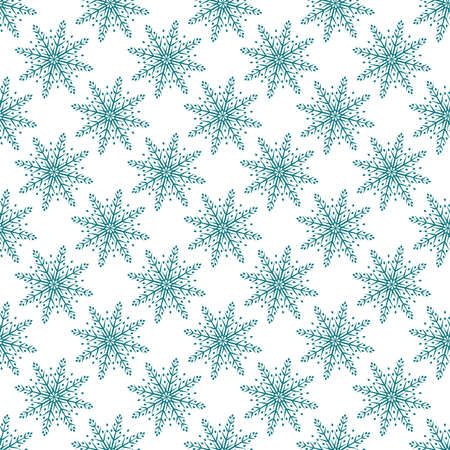 Vector pattern with blue snowflakes. Pattern for New Year and Christmas. Suitable for background and wrapping paper in the winter version, gift wrapping. Vintage decorative elements.のイラスト素材