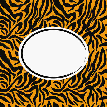 Tiger print frame. Abstract tiger print. 2022. Banner or card with frame. Web. Vector illustrationのイラスト素材