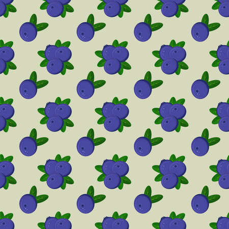 Seamless vector pattern of blueberries on a light background.For printing, wrapping paper,packaging, magazines, books, postcards, menu covers, web pages, fabrics,textiles,fruit stores. Stylish design.のイラスト素材