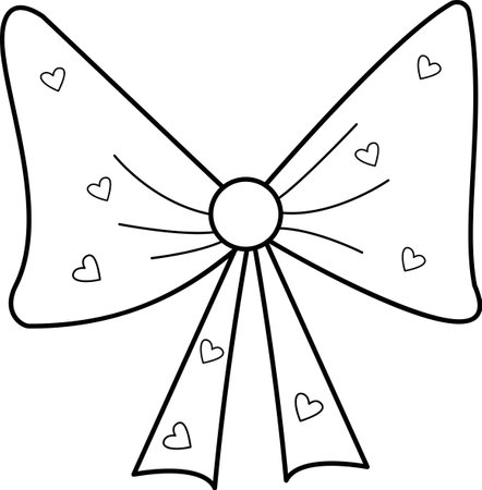 Vector image of a bow with hearts. today is Valentine is Day.A romantic love message. An element of the decor of a wedding celebration.A simple contour vector, website or mobile application.のイラスト素材