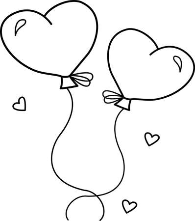 Vector image of balloons. Valentine is day.A romantic love message, a declaration of love.An element of the decor of a wedding celebration. A simple contour vector, website or mobile application.のイラスト素材