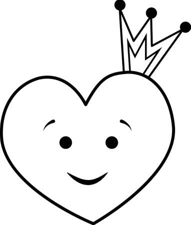 Vector image of a heart with a crown. A romantic love message. An element of the decor of a wedding celebration.A simple contour vector, website or mobile application.のイラスト素材