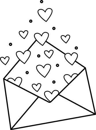 Vector image of an envelope with a heart .Valentine is day.A romantic love message. An element of the decor of a wedding celebration.A simple contour vector, website or mobile application.のイラスト素材