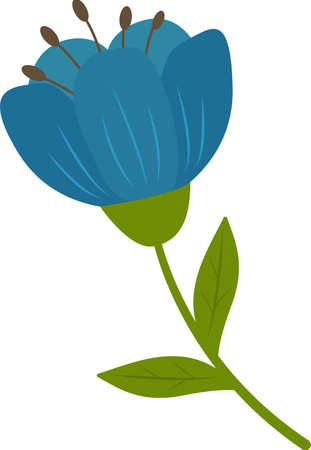 Stylized blue flower highlighted on a white background. Vector flower in cartoon style.Vector illustration for greetings, weddings, flower design.. Vector illustrationのイラスト素材