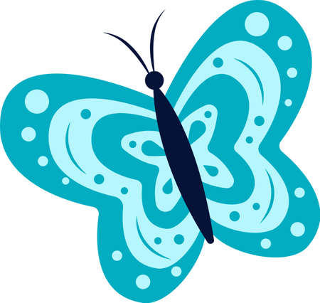 A bright illustration of a blue butterfly on a white background, a vector butterfly, an idea for a logo, coloring books, magazines, printing on clothes, advertising. Beautiful butterfly illustration.のイラスト素材