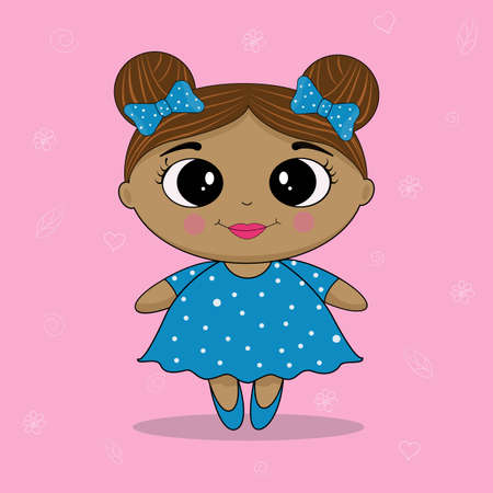 Vector illustration of a cute girl. An idea for holiday invitations, for coloring books, for postcards, for Valentines, for children is creativity.のイラスト素材