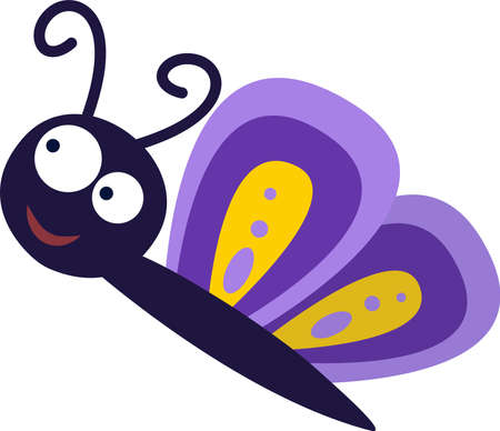 Cartoon illustration of a butterfly on a white background.Vector illustration of a butterfly.のイラスト素材