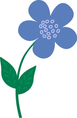 Stylized blue flower highlighted on a white background. Vector flower in cartoon style.Vector illustration for greetings, weddings, flower design.のイラスト素材
